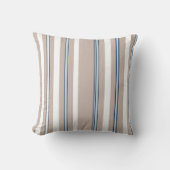 Coussin Rayure Classique Beige, blanc et bleu (Recto)