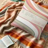 Coussin Rayure Colorée Mignonne Nom Personnalisé Date