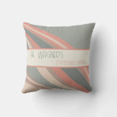 Coussin Rayure colorée Nom personnalisé Date Moderne (Verso)