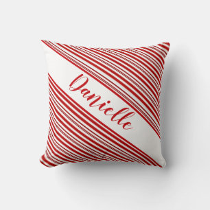 Coussin Rayure de bonbon à la menthe personnalisée