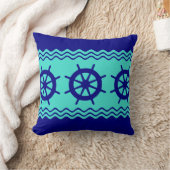 Coussin Rayure de casque bleu turquoise marine (Couverture)