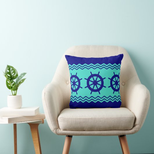 Coussin Rayure de casque bleu turquoise marine (Chaise)