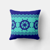 Coussin Rayure de casque bleu turquoise marine (Verso)