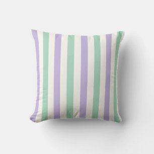 Coussin Rayure de nurserie lavande, vert menthe et blanc