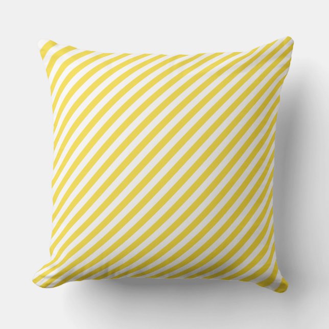 Coussin Rayure diagonale jaune de renoncule (Recto)