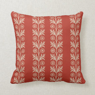 Coussin Rayure florale d'arts et de métiers de brique