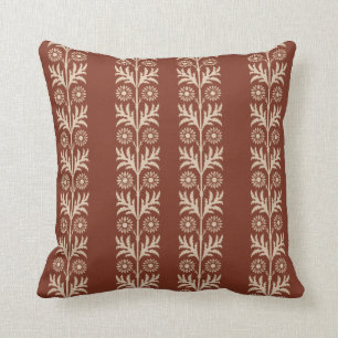 Coussin Rayure florale rouge d'arts et de métiers de