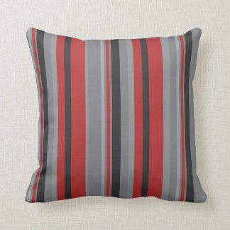 Coussin Rayure grise et noire rouge