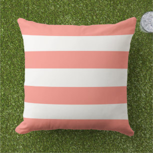 Coussin Rayure Horizontale Large Blanche Corail Classique