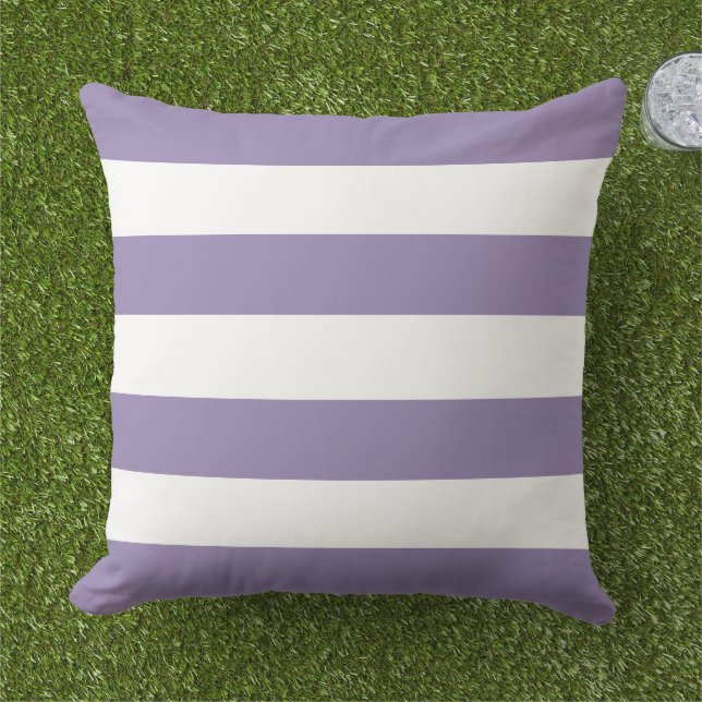 Coussin Rayure Horizontale Large Blanche Violet Classique (Herbe)