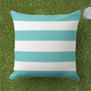 Coussin Rayure horizontale large turquoise sarcelle classi