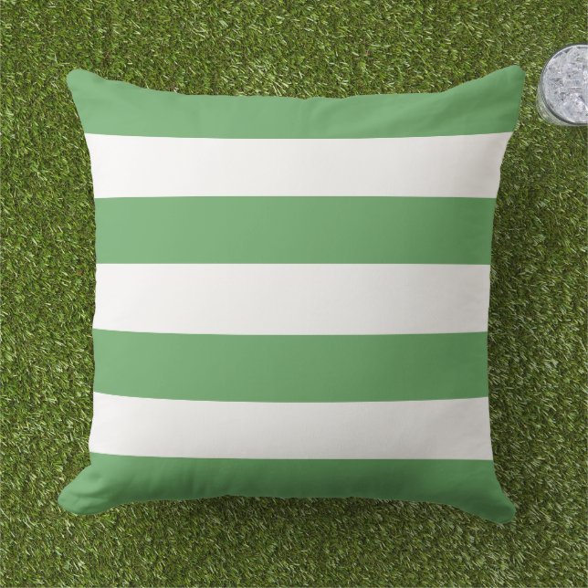Coussin Rayure horizontale large verte et blanche classiqu (Herbe)