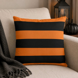 Coussin Rayure horizontale noire et orange gras