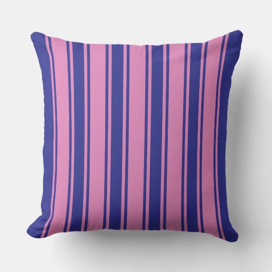 Coussin Rayure large bleu rose rétro coloré (Recto)
