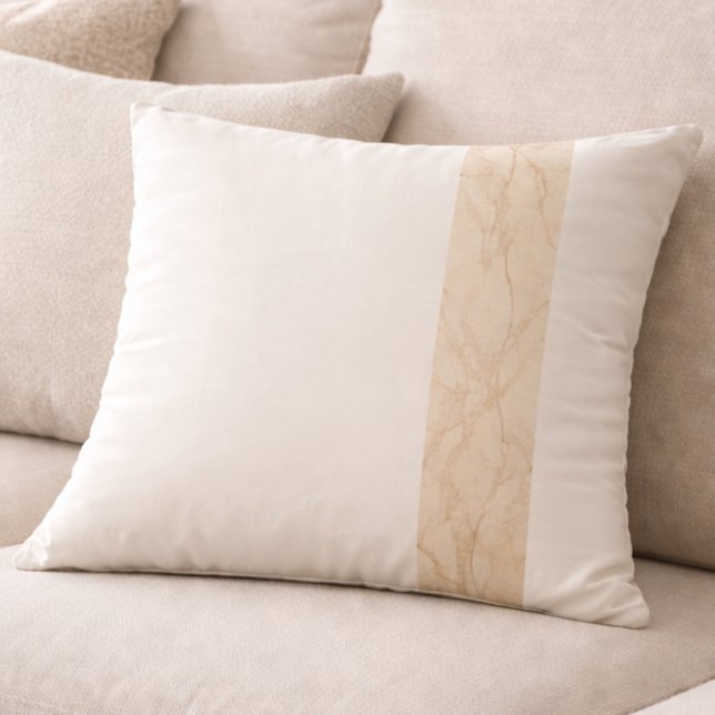 Coussin Rayure Marbre Calme (Soft marble meets ivory space for calm rooms with structure)