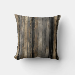 Coussin Rayure noir doré et gris en détresse