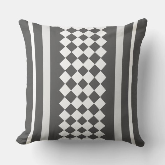 Coussin Rayure Nordique Noir et Blanc (Recto)