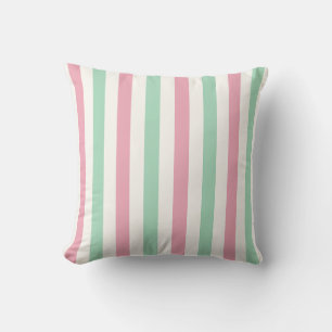 Coussin Rayure pastel rose, vert menthe et blanc