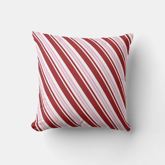 Coussin Rayure rouge et rose de menthe poivrée (Recto)