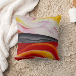 Coussin Rayure rouge, jaune et noir Georgia O'Keeffe