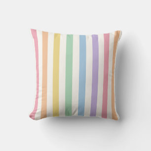 Coussin Rayure verticale arc-en-ciel pastel