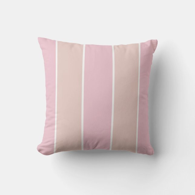 Coussin Rayure verticale rose pâle et beige (Recto)