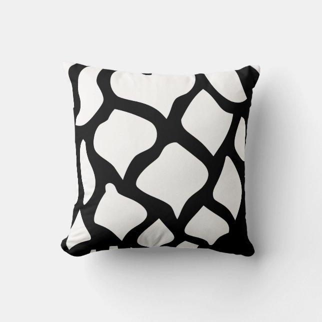 Coussin rayures abstraites noir et blanc (Recto)