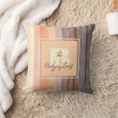 Coussin Rayures aquarelles monogramme orange marron jaune (Couverture)