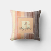 Coussin Rayures aquarelles monogramme orange marron jaune (Recto)