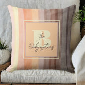 Coussin Rayures aquarelles monogramme orange marron jaune