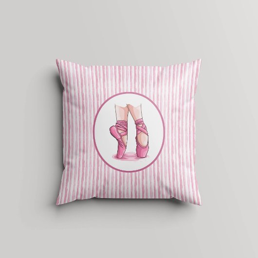 Coussin Rayures aquarelles roses et blanches avec chausson