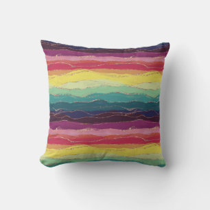 Coussin Rayures arc-en-ciel