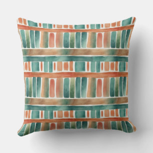 Coussin Rayures arc-en-ciel colorées tendance jeté aquarel