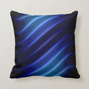 Coussin rayures au néon bleues électriques modernes