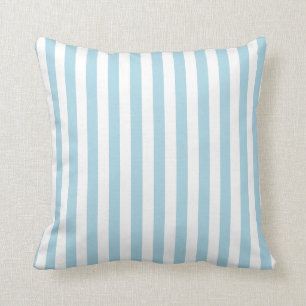 Coussin Rayures blanches et bleu clair