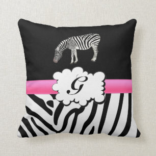 Coussin Rayures blanches et noires de zèbre