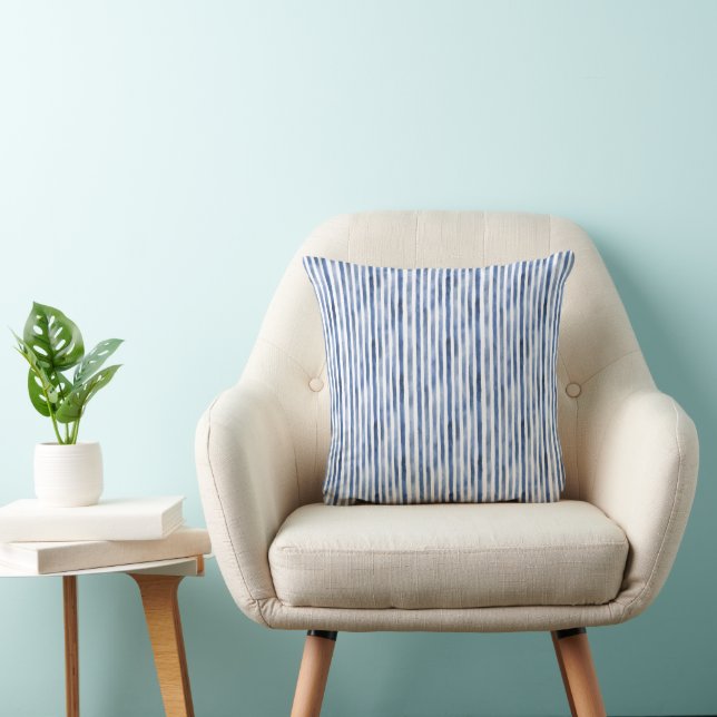 Coussin Rayures Bleu Blanc Anniversaire  (Chaise)