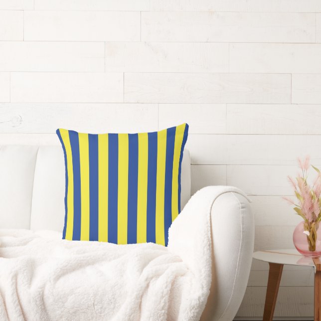 Coussin Rayures bleu foncé et jaune  (Canapé)