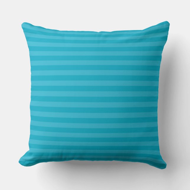 Coussin rayures bleu pacifique et bleu papillon (Recto)