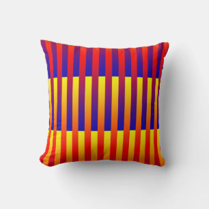 Coussin Rayures Bleu Rouge Jaune