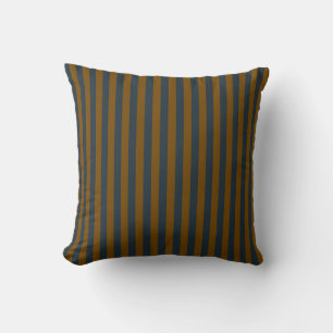 Coussin rayures bleu-vert foncé et bronze antique