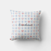 Coussin Rayures bleues Cœurs roses Anniversaire (Recto)