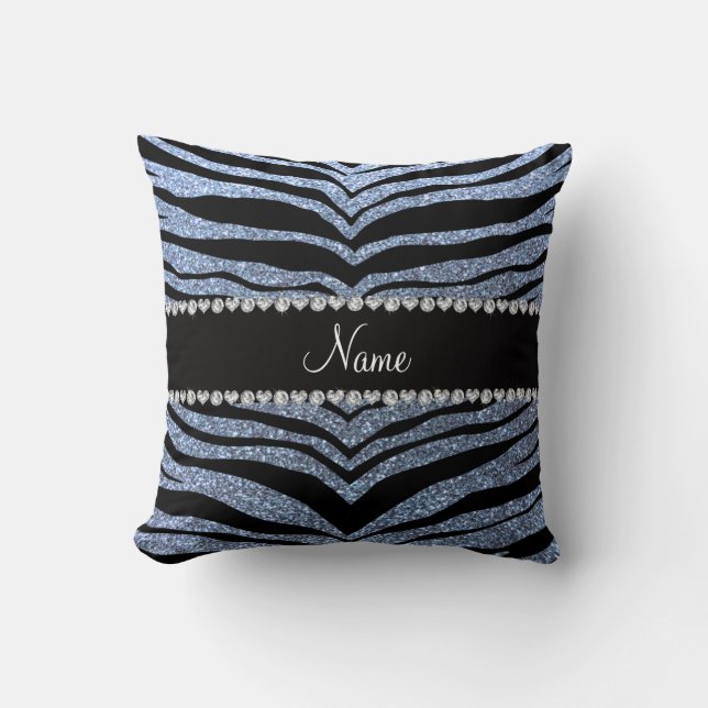 Coussin Rayures bleues en pastel nommées faites sur (Recto)