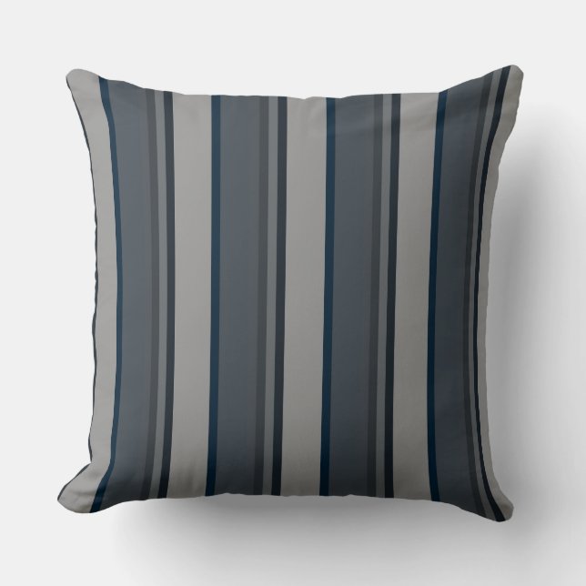 Coussin Rayures bleues et grises (Recto)