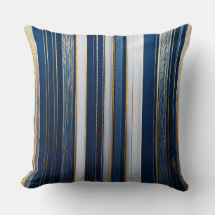 Coussin Rayures bleues Hanukkah Blues bleu blanc or