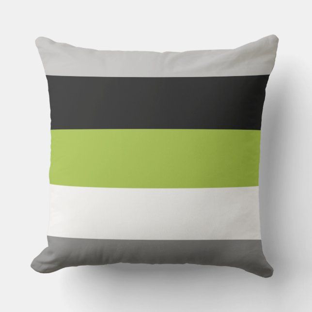 Coussin Rayures blocs de couleur modernes vert citron gris (Recto)
