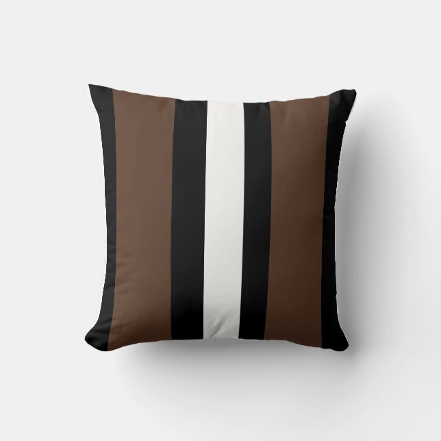 Coussin rayures Brown, noir et blanc (Recto)