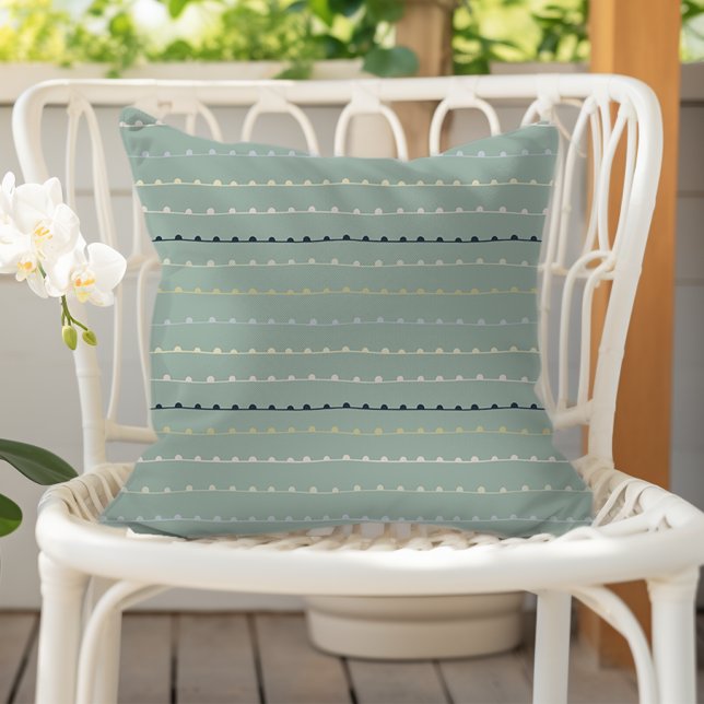 Coussin Rayures Capricieuses Modernes Navy Pastel Vert Mou (Créateur téléchargé)