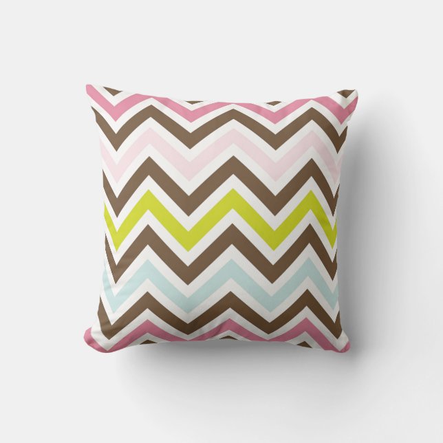 Coussin Rayures colorées de Chevron (Recto)