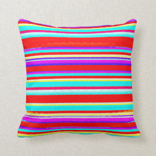 Coussin Rayures colorées lumineuses dans des roses indien